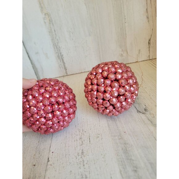 Pink ball glitter puff ball ornament Xmas set unique - Picture 6 of 6